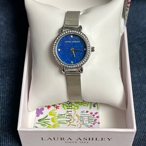 Laura Ashley Gemstone Dial Blue Lapis Silver Watch NIB